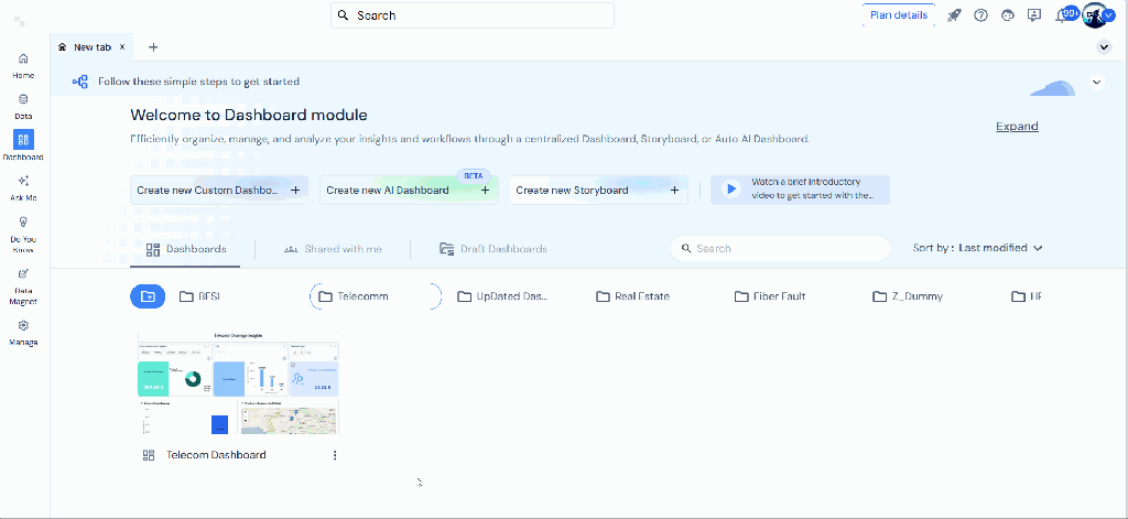 Dashboard, storyboard, and workspace - Lumenore Knowledge Base
